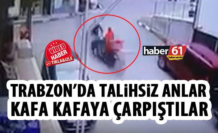 Düzköy'de talihsiz an! Kafa kafaya çarpıştılar!