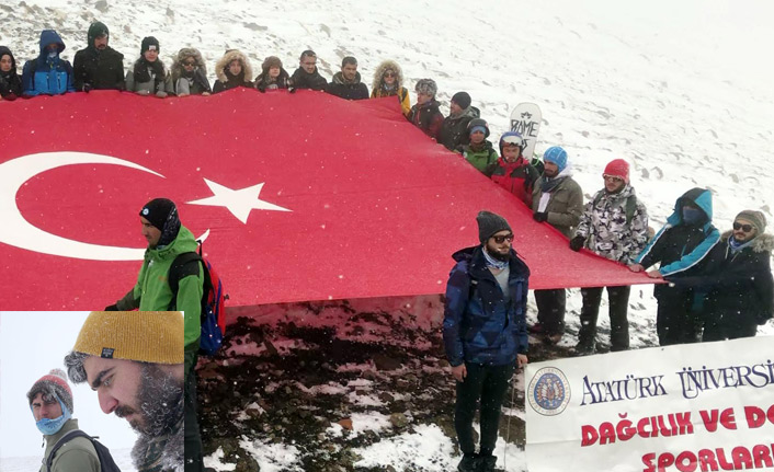 Şehitleri anma tırmanışında saç ve sakalları buz tuttu