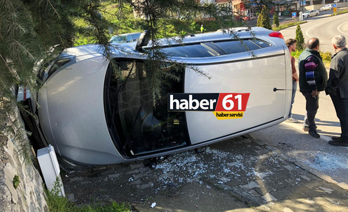 Trabzon'da kaza! Kaldırıma çıkıp duvara vurdu