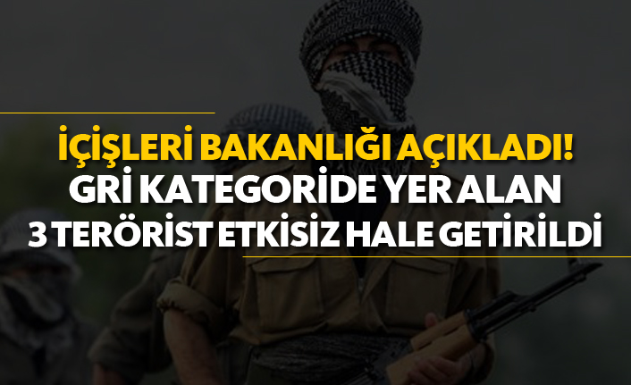 Gri kategoride yer alan 3 terörist etkisiz hale getirildi!