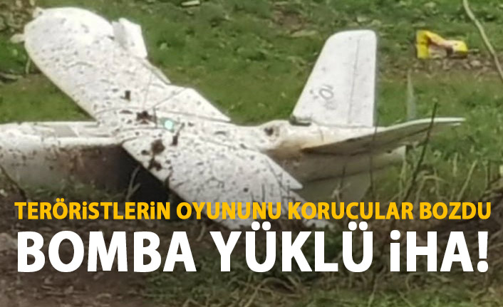 Bomba yüklü İHA'yı korucular düşürdü!