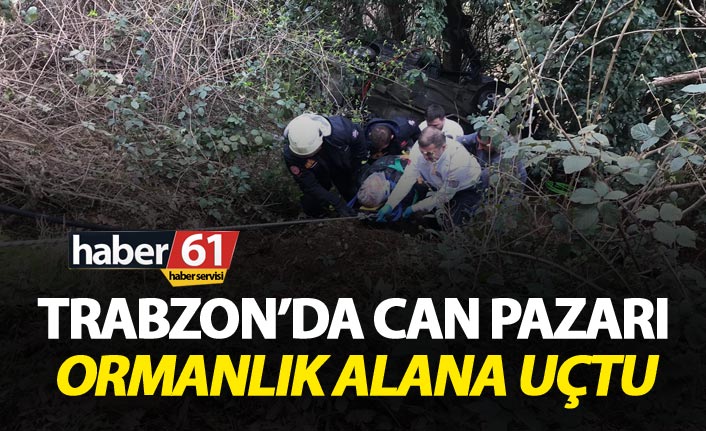 Trabzon'da kaza - Otomobil ormanlık alana yuvarlandı
