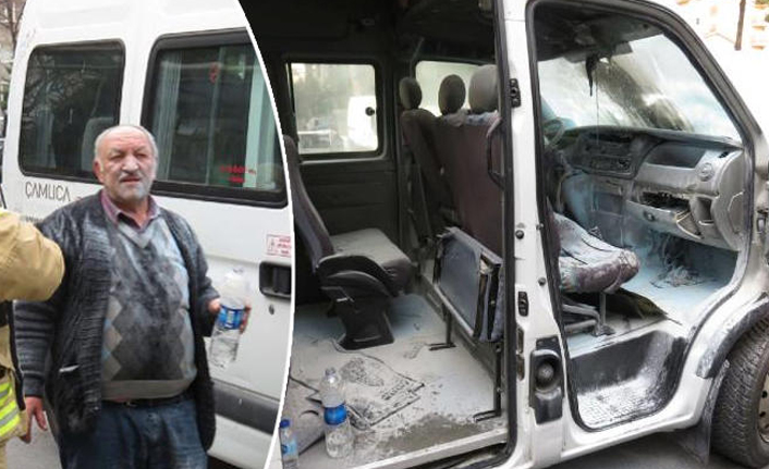 Seyir halindeki öğrenci servisi alev aldı!