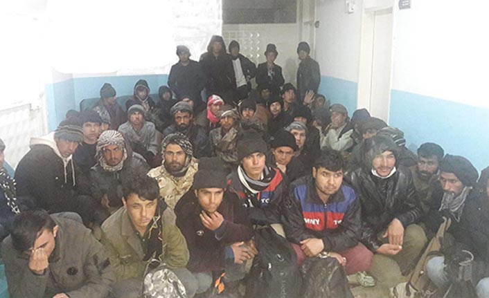 Kamyonet kasasında 54 kaçak yakalandı