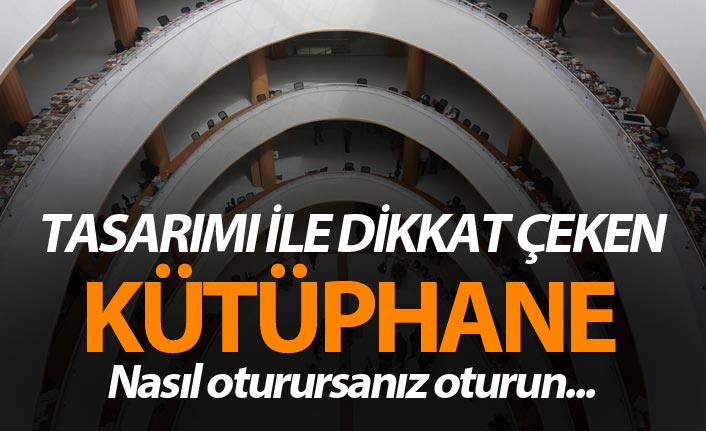 Bayburt'ta tasarımı ile dikkat çeken kütüphane - Nasıl oturursanız oturun...