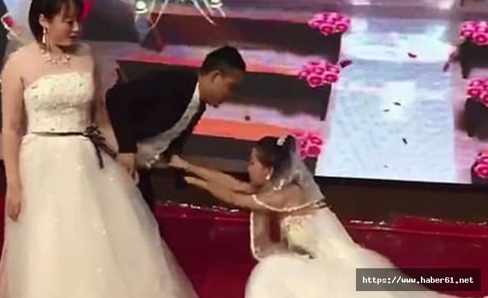 Gelinlik giyen eski sevgili düğünü bastı