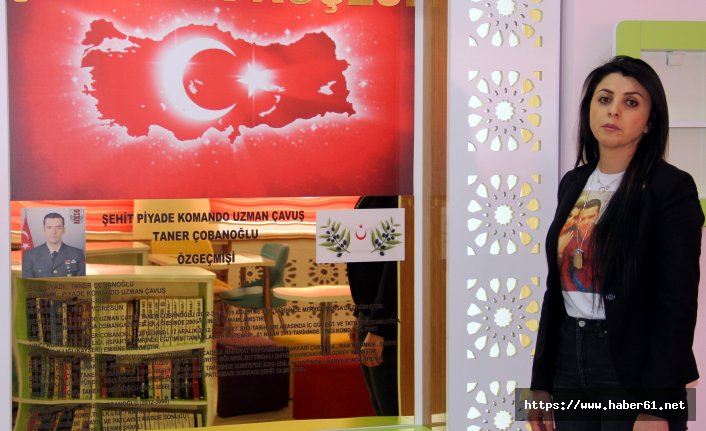 Şehit eşinin kütüphane hayalini gerçekleştirdi