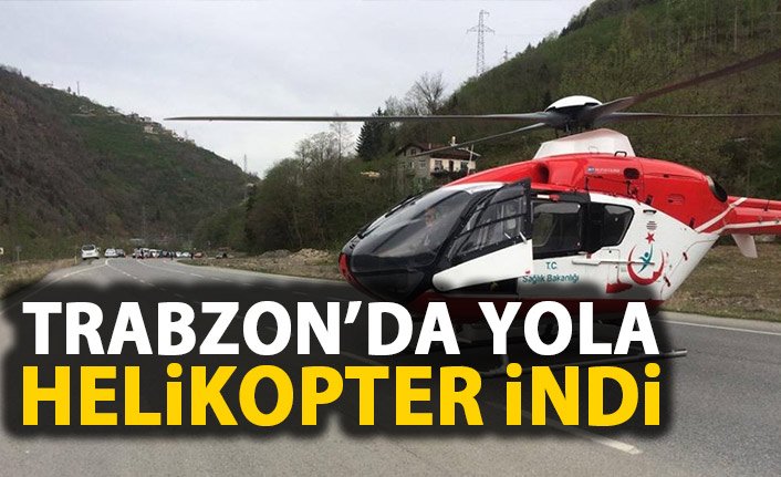 Helikopter yaralı için karayoluna indi