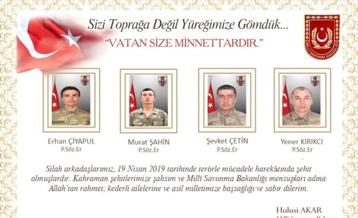 Şehitlerin kimlikleri belli oldu