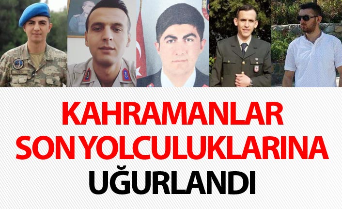 Hakkari ve Iğdır'da şehit olan 5 asker uğurlandı