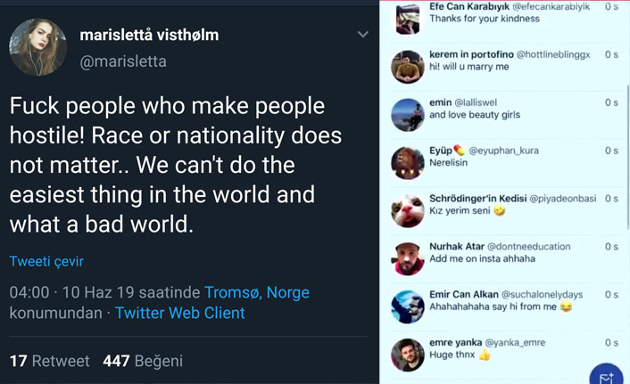 İzlanda'ya Norveçli kızdan tepki geldi, binlerce Türk mesaj attı