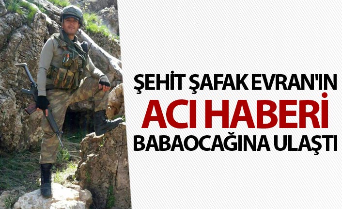 Şehit Şafak Evran'ın acı haberi baba ocağına ulaştı