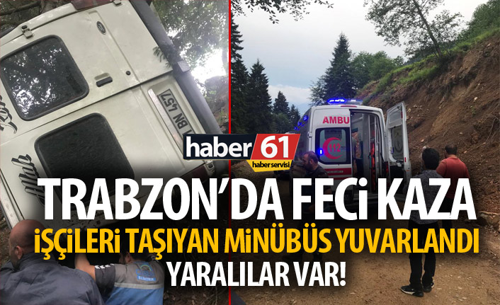 Trabzon’da feci kaza! İşçileri taşıyan minibüs duvardan uçtu!