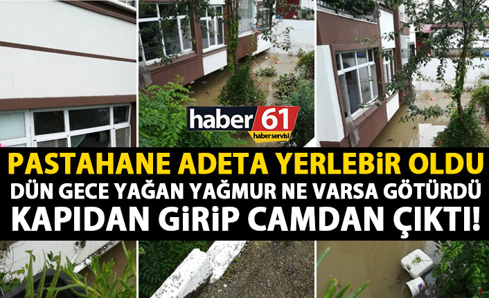 Yağmur suları pastaneyi yerle bir etti!
