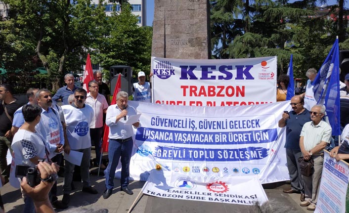 Ankara'ya yürüyen KESK'ten Trabzon'da basın açıklaması