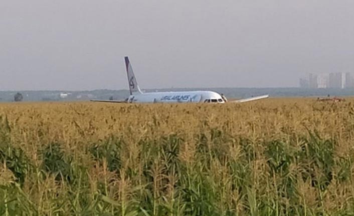 Yolcu uçağı mısır tarlasına acil iniş yaptı