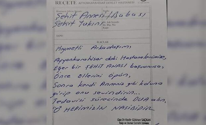 Şehit annesine yazdığı reçete herkesi ağlattı