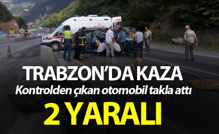 Trabzon'da kaza: Kontrolden çıkan otomobil takla attı