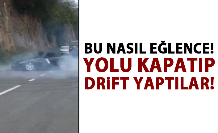 Trabzon'da Lüks otomobillerle yolu kapatıp drift yaptılar!