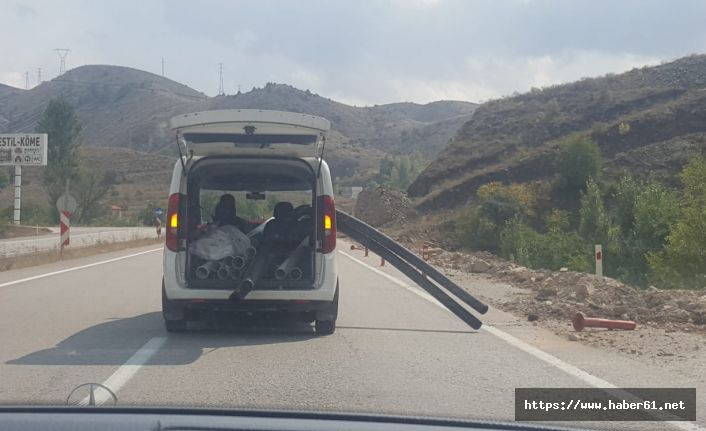 Gümüşhane'de trafikte şaşırtan görüntü