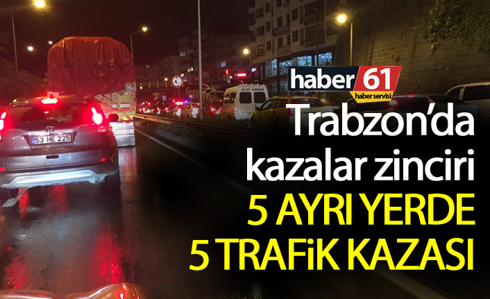 Trabzon sahil yolunda 5 ayrı yerde zincirleme kaza!