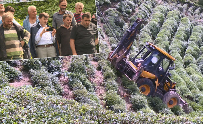 İş makinesi yuvarlandı, vatandaşlar telefona sarıldı