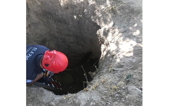 Definecilerin açtığı kuyuya düşen köpek kurtarıldı