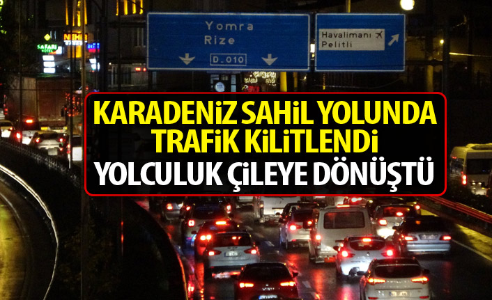 Karadeniz Sahil Yolu'nda trafik kitlendi