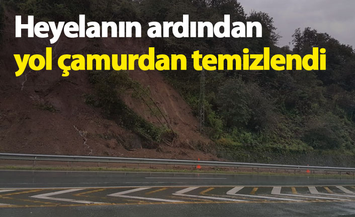 Heyelanın ardından yol çamurdan temizlendi