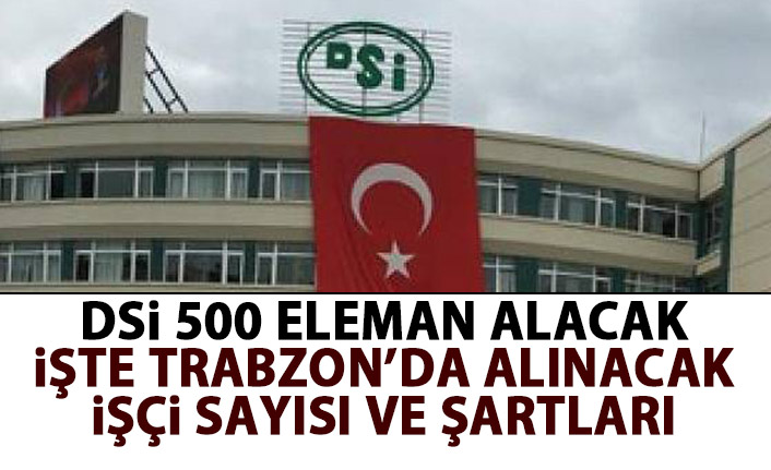 Devlet su işleri 500 personel alacak! İşte Trabzon'da açılan kontenjan!