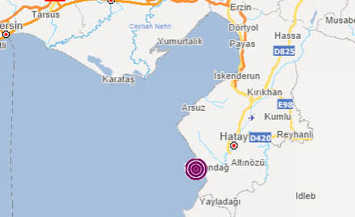 Antakya Körfezi'nde 3.5 büyüklüğünde deprem