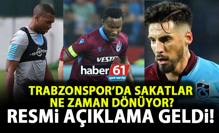 Trabzonspor'un sakatları ne zaman dönüyor? Resmi açıklama geldi!