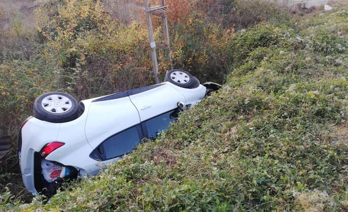 Tarlaya uçan otomobil devrildi: 3 yaralı