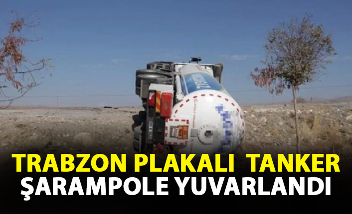 Trabzon plakalı tanker Van'da şarampole yuvarlandı