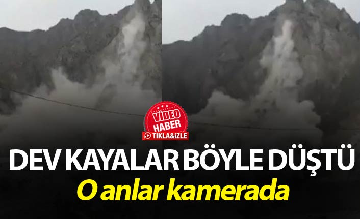 Artvin'in Yusufeli ilçeside meydana gelen heyelan anı kameraya yansıdı
