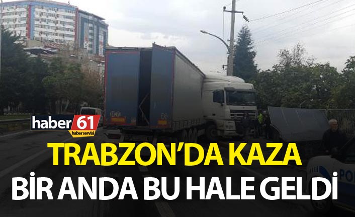 Trabzon'da kaza tır ters döndü.