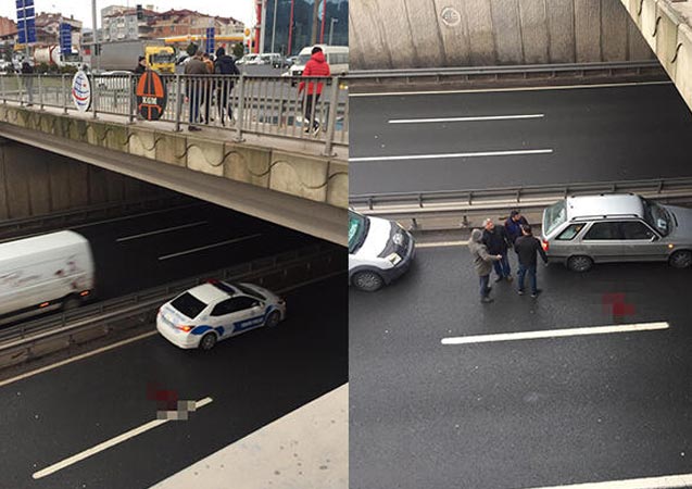 Köprüden yola atladı! 6 metre...