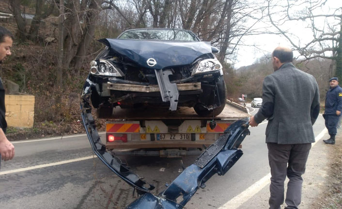 Dereye uçan araçtan burnu bile kanamadan kurtuldu