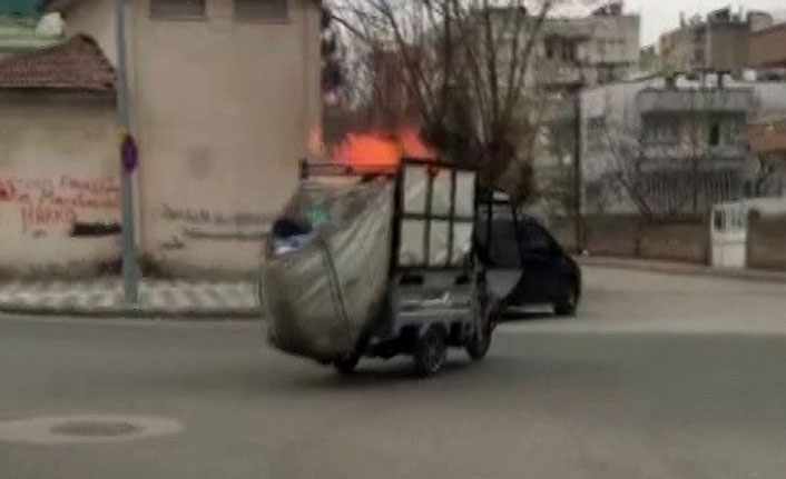 Atık toplayıcısı yanmaktan son anda kurtuldu