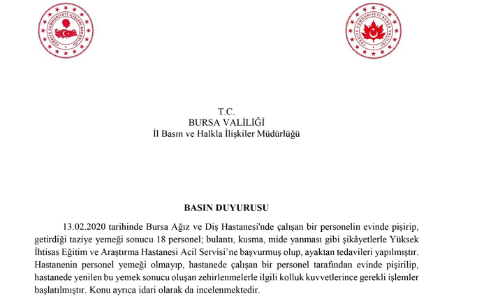 Taziye yemeği 18 sağlık çalışanını zehirledi