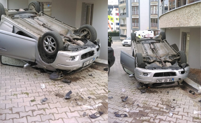 Otomobil 10 metreden beton zemine çakıldı