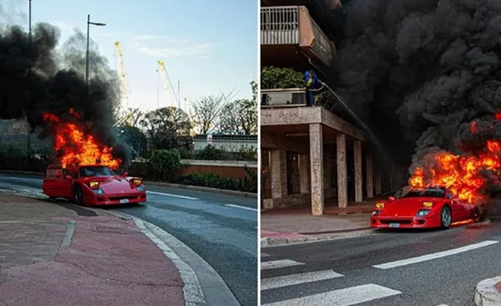 8 milyon liralık Ferrari küle döndü...
