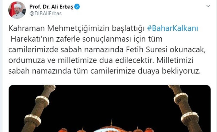 Tüm camilerde sabah namazında Fetih Süresi okunacak!
