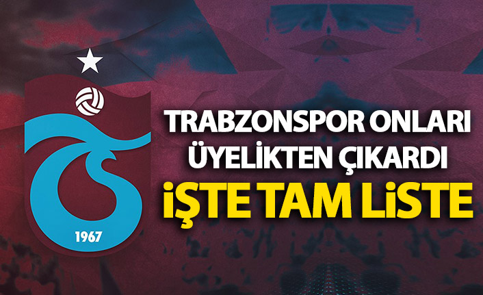 Trabzonspor onları üyelikten çıkardı! İşte tam liste!