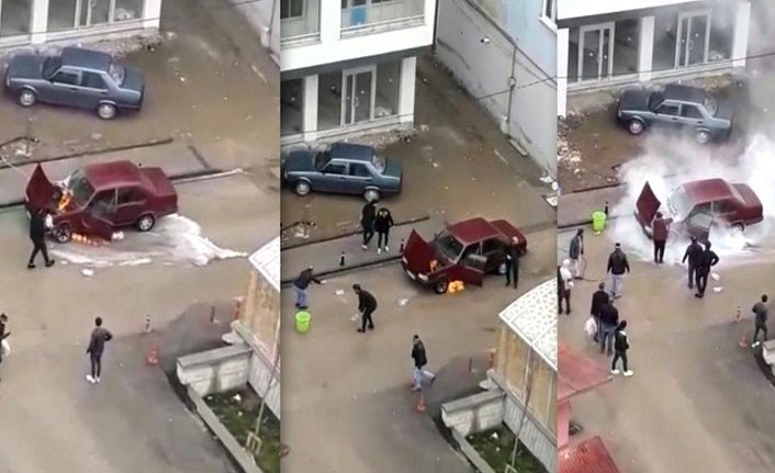 Bayburt'ta otomobil yangını
