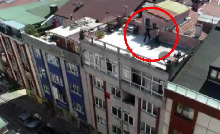 Sokağa çıkma yasağında çatı katında boks