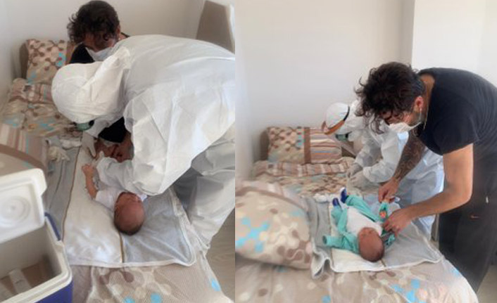 Trabzon'da karantinadaki 39 günlük bebeğin aşıları yapıldı