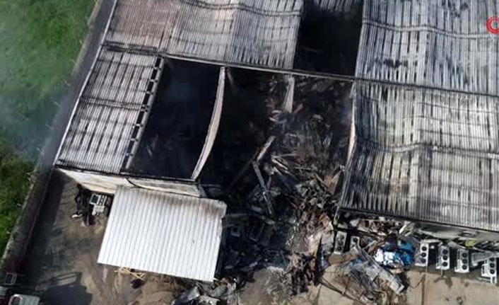 Trabzon'da fabrikadaki yangının boyutu gün ağarınca ortaya çıktı