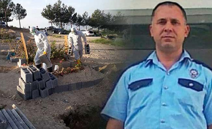 Corona virüsten ölen polis memuru, toprağa verildi