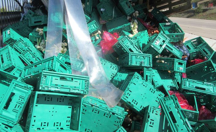 Meyve ve sebze yüklü kamyon devrildi: 1 yaralı